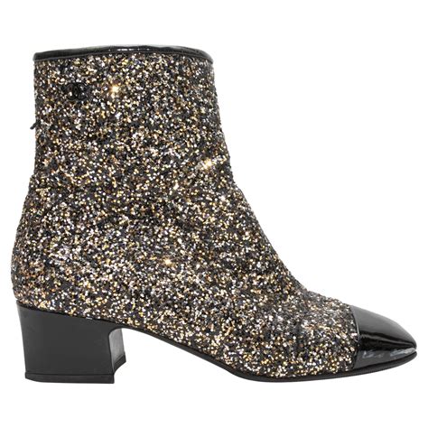 chanel black and gold boots|Black & Gold Chanel Glitter Cap.